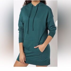 SERRA LONG SLEEVE DEEP TEAL SWEATSHIRT HOODIE DRESS W/ POCKET SZ SMALL